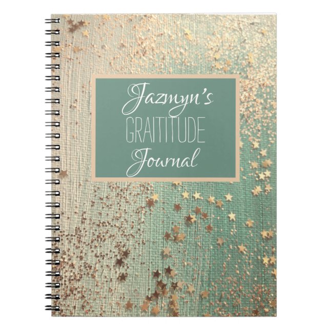  Gold Stars on Sage Gratitude Personalized Notebook (Front)