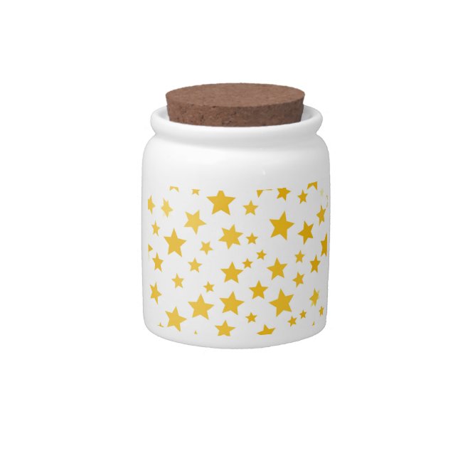 gold stars on white background candy jar (Front)