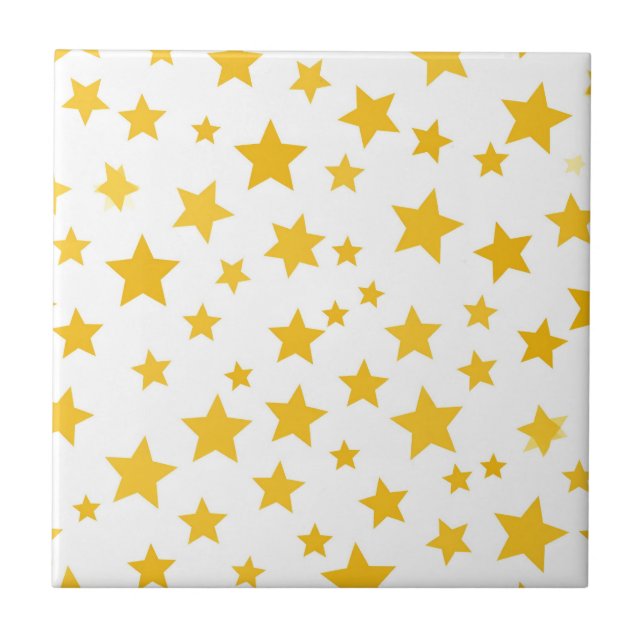 gold stars on white background ceramic tile (Front)