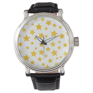 gold stars on white background watch