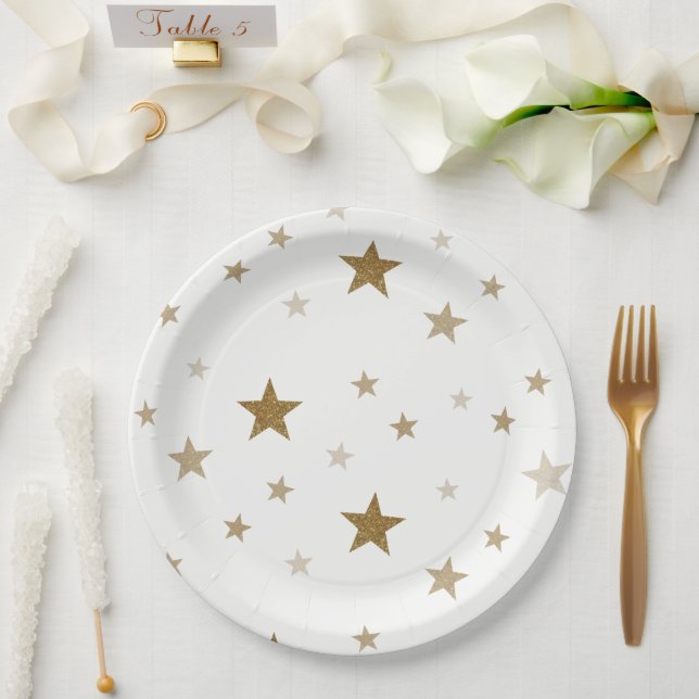 Gold Stars Paper Plates (Wedding)