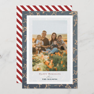 Gold Stars Patriot Christmas Holiday Photo Card