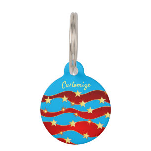 Gold Stars Patriot Sky Thunder_Cove Pet ID Tag