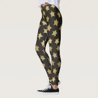 cool one of a kind green gold foil pattern womens leggings, Zazzle