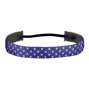 Gold Stars Pattern, Navy Blue, Exclusive Athletic Headband