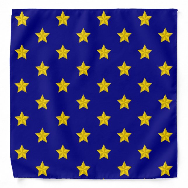 Gold Stars Pattern, Navy Blue, Exclusive Bandana (Front)