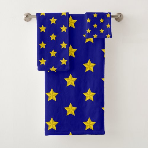 Gold Stars Pattern Navy Blue Exclusive Bath Towel Set