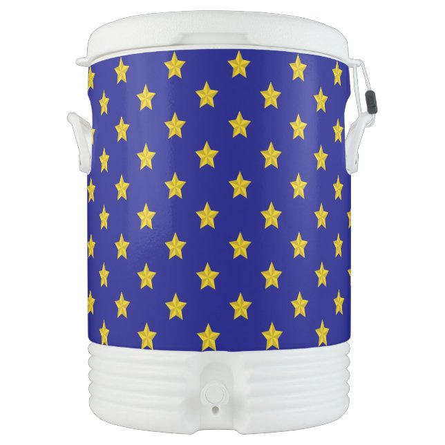 Gold Stars Pattern, Navy Blue, Exclusive Beverage Cooler (Front)