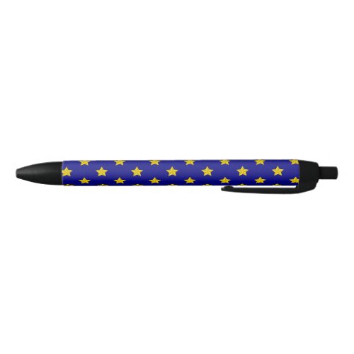 Gold Stars Pattern Navy Blue Exclusive Black Ink Pen