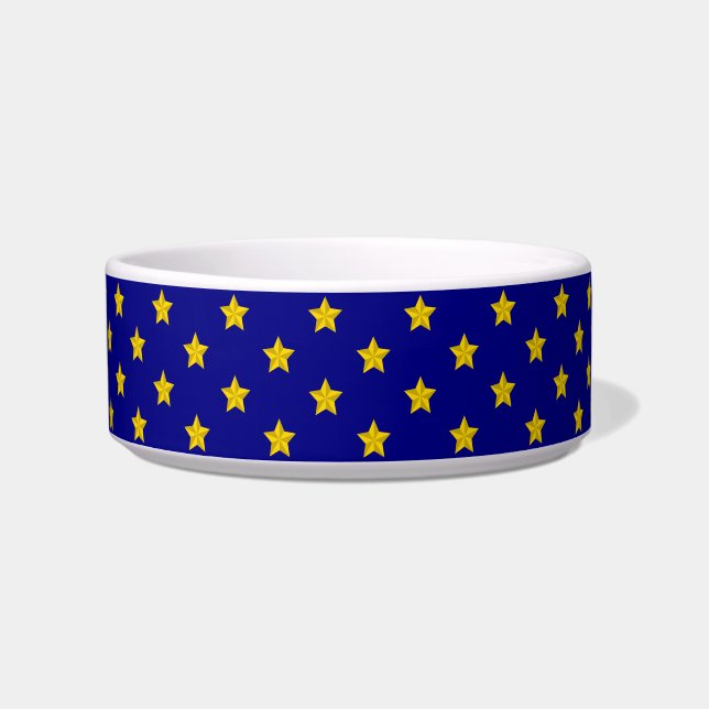 Gold Stars Pattern, Navy Blue, Exclusive Bowl (Front)