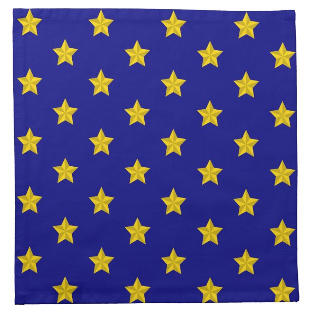 Gold Stars Pattern, Navy Blue, Exclusive Cloth Napkin (Front)