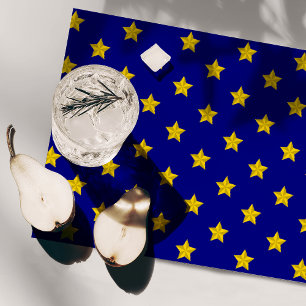 Gold Stars Pattern, Navy Blue, Exclusive Cloth Placemat