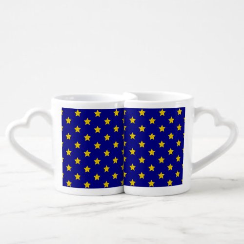 Gold Stars Pattern Navy Blue Exclusive Coffee Mug Set