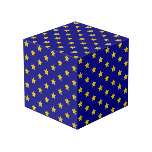 Gold Stars Pattern Navy Blue Exclusive Cube