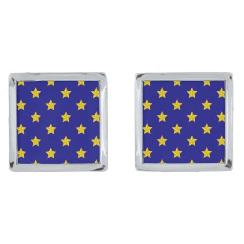 Gold Stars Pattern Navy Blue Exclusive Cufflinks