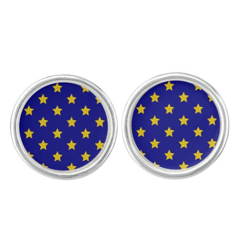 Gold Stars Pattern Navy Blue Exclusive Cufflinks