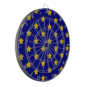 Gold Stars Pattern, Navy Blue, Exclusive Dart Board