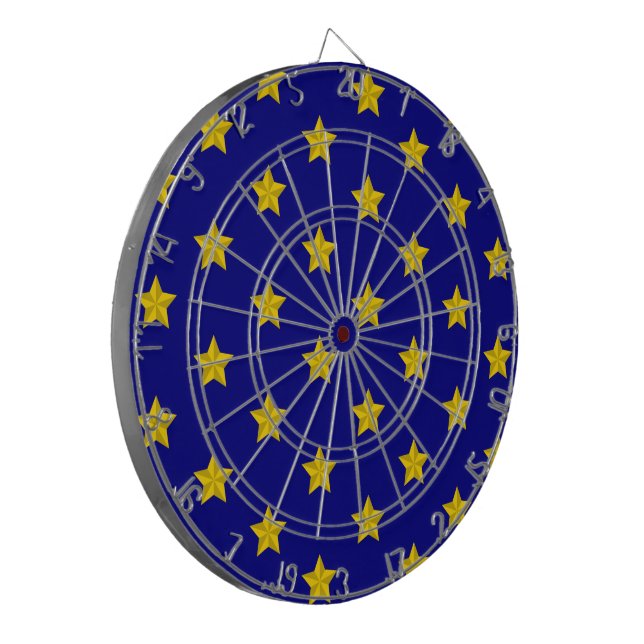 Gold Stars Pattern, Navy Blue, Exclusive Dart Board (Front Left)