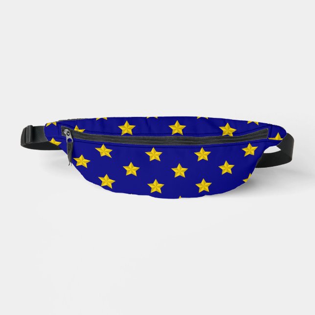 Gold Stars Pattern, Navy Blue, Exclusive Fanny Pack (Front)