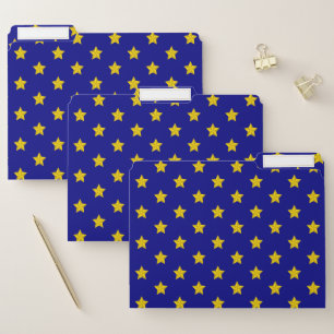 Gold Stars Pattern, Navy Blue, Exclusive File Folder