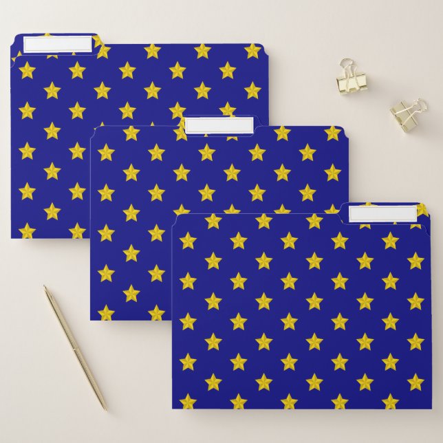 Gold Stars Pattern, Navy Blue, Exclusive File Folder (Set)