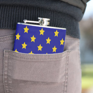 Gold Stars Pattern, Navy Blue, Exclusive Flask