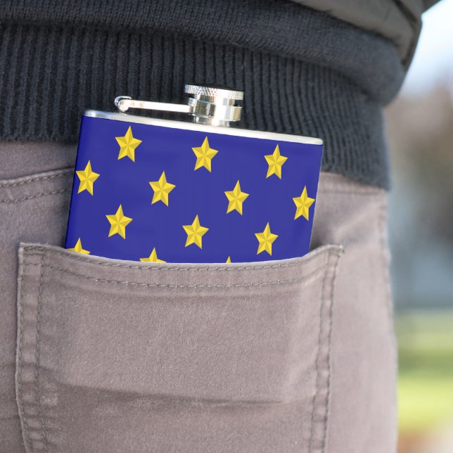 Gold Stars Pattern, Navy Blue, Exclusive Flask (In Situ)