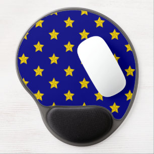 Gold Stars Pattern, Navy Blue, Exclusive Gel Mouse Pad