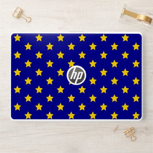 Gold Stars Pattern Navy Blue Exclusive HP Laptop Skin