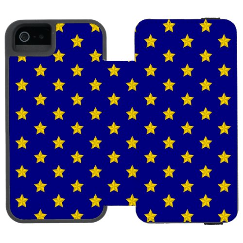 Gold Stars Pattern Navy Blue Exclusive iPhone SE55s Wallet Case