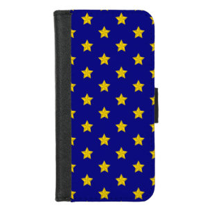 Gold Stars Pattern, Navy Blue, Exclusive iPhone 8/7 Wallet Case