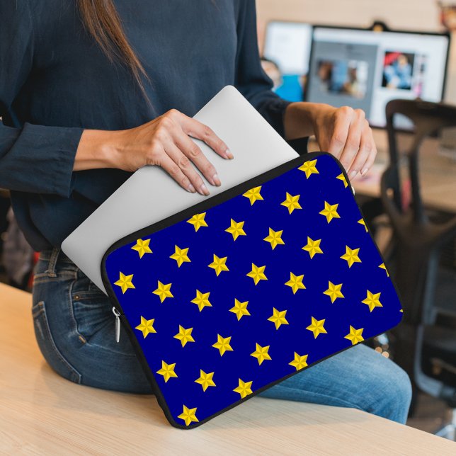 Gold Stars Pattern, Navy Blue, Exclusive Laptop Sleeve (Creator Uploaded)
