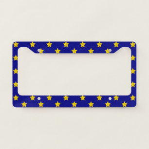 Gold Stars Pattern, Navy Blue, Exclusive License Plate Frame