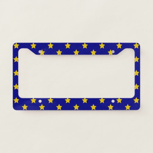 Gold Stars Pattern Navy Blue Exclusive License Plate Frame
