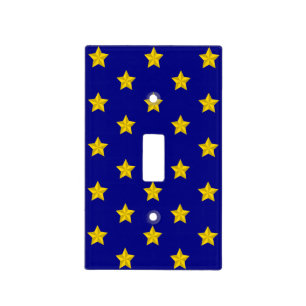 Gold Stars Pattern, Navy Blue, Exclusive Light Switch Cover
