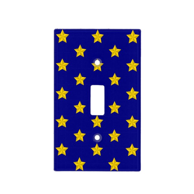 Gold Stars Pattern, Navy Blue, Exclusive Light Switch Cover (Front)