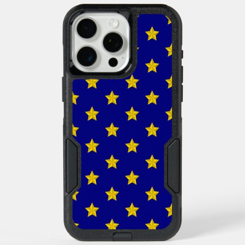 Gold Stars Pattern Navy Blue Exclusive iPhone 15 Pro Max Case