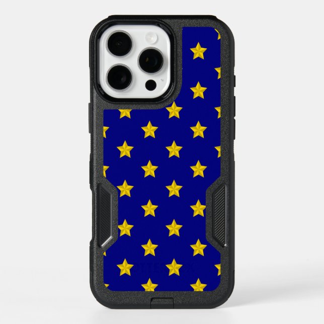 Gold Stars Pattern, Navy Blue, Exclusive Otterbox iPhone Case (Back)