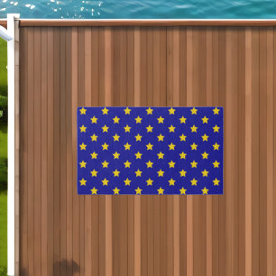 Gold Stars Pattern, Navy Blue, Exclusive Outdoor Rug