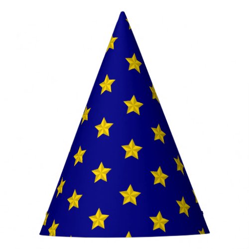 Gold Stars Pattern Navy Blue Exclusive Party Hat