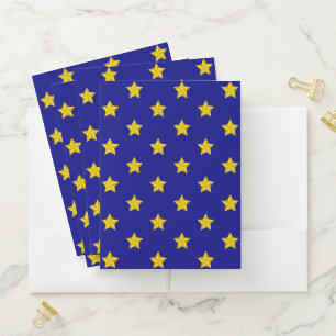 Gold Stars Pattern, Navy Blue, Exclusive Pocket Folder