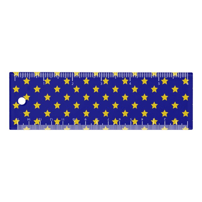 Gold Stars Pattern, Navy Blue, Exclusive Ruler (Front)