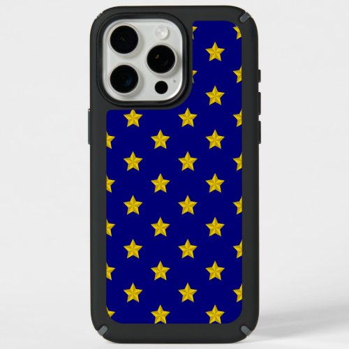 Gold Stars Pattern Navy Blue Exclusive iPhone 15 Pro Max Case