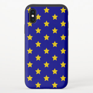 Gold Stars Pattern, Navy Blue, Exclusive iPhone XS Slider Case