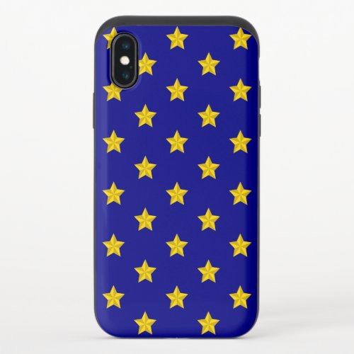 Gold Stars Pattern Navy Blue Exclusive iPhone XS Slider Case