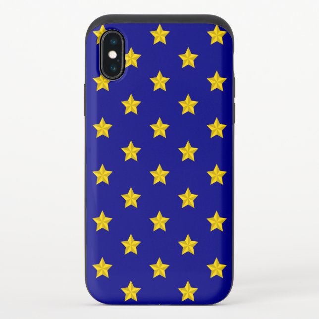 Gold Stars Pattern, Navy Blue, Exclusive Uncommon iPhone Case (Back)