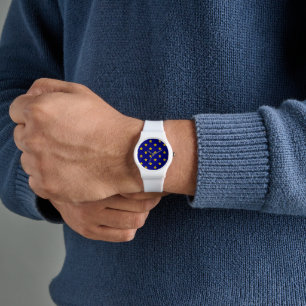 Gold Stars Pattern, Navy Blue, Exclusive Watch