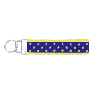 Gold Stars Pattern, Navy Blue, Exclusive Wrist Keychain