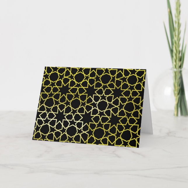 Gold Stars Pattern on Black Card (Front)