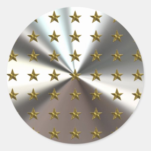 Gold Stars Pattern On Silver Stickers